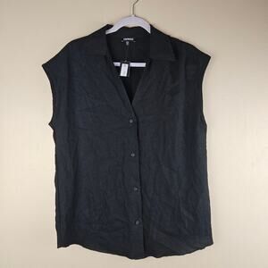 Express Black Button Down Basic Tank Top Size Medium